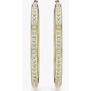 Swarovski Crystal Stone Hoop Earrings Pierced Gold‑Tone Authentic NWT